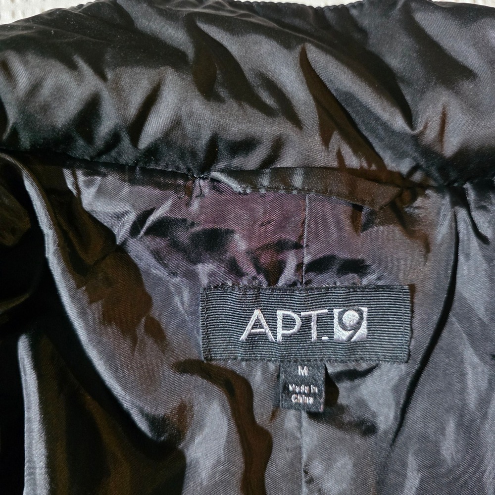 Apt 9 Women's Black Quilted Puffer Coat Longline Snap Button Mock Neck Jacket M - Picture 7 of 15